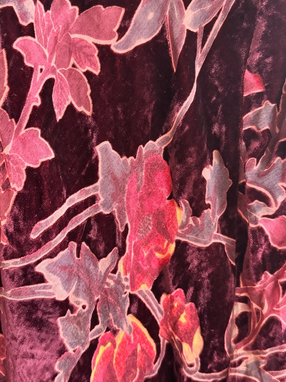Lulu's Burgundy and Pink Floral Velvet Maxi Dress - Picture 3 of 4